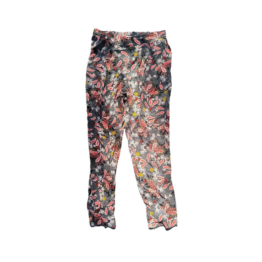 H&M Patterned Pants Elastic Waist Pleated Pockets Size 10